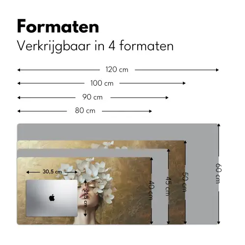 Gezicht - Bloemen - Goud - Abstract Muismat XXL klein -sfeer5