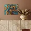 Vrouw - Bloemen - Oranje - Blauw - Modern PET vilt klein -sfeer4