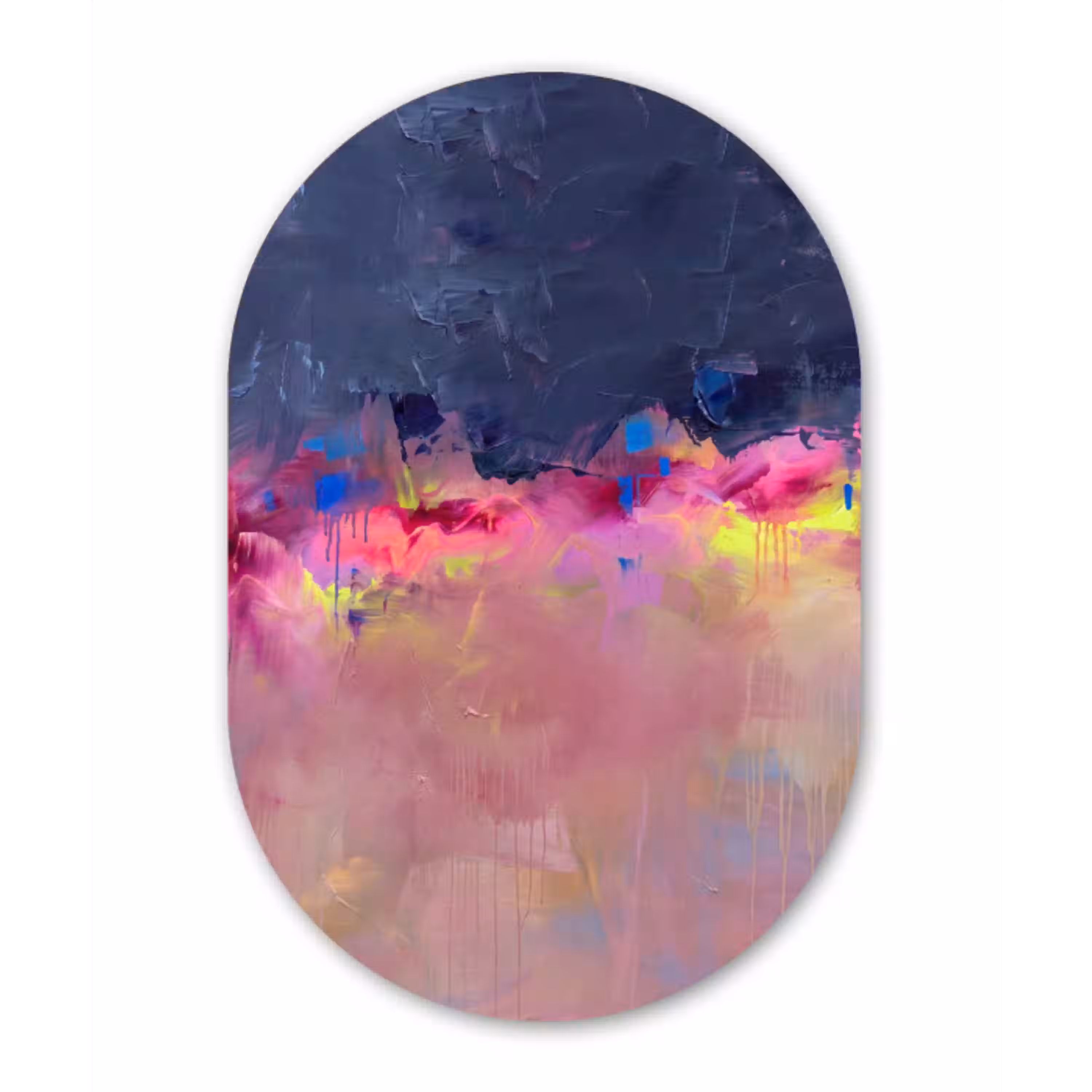 Abstract - Textuur - Kleuren - Modern - Roze Wandcirkel Ovaal Aluminium middel -3d