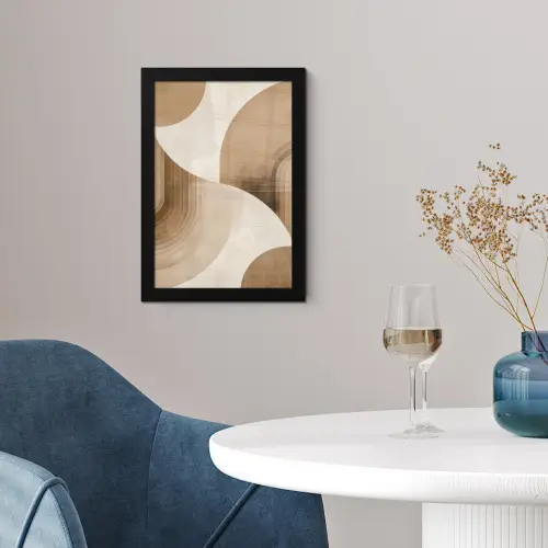 Retro - Geometrische lagen - Aardetinten fotolijst zwart zonder passe partout klein -sfeer4