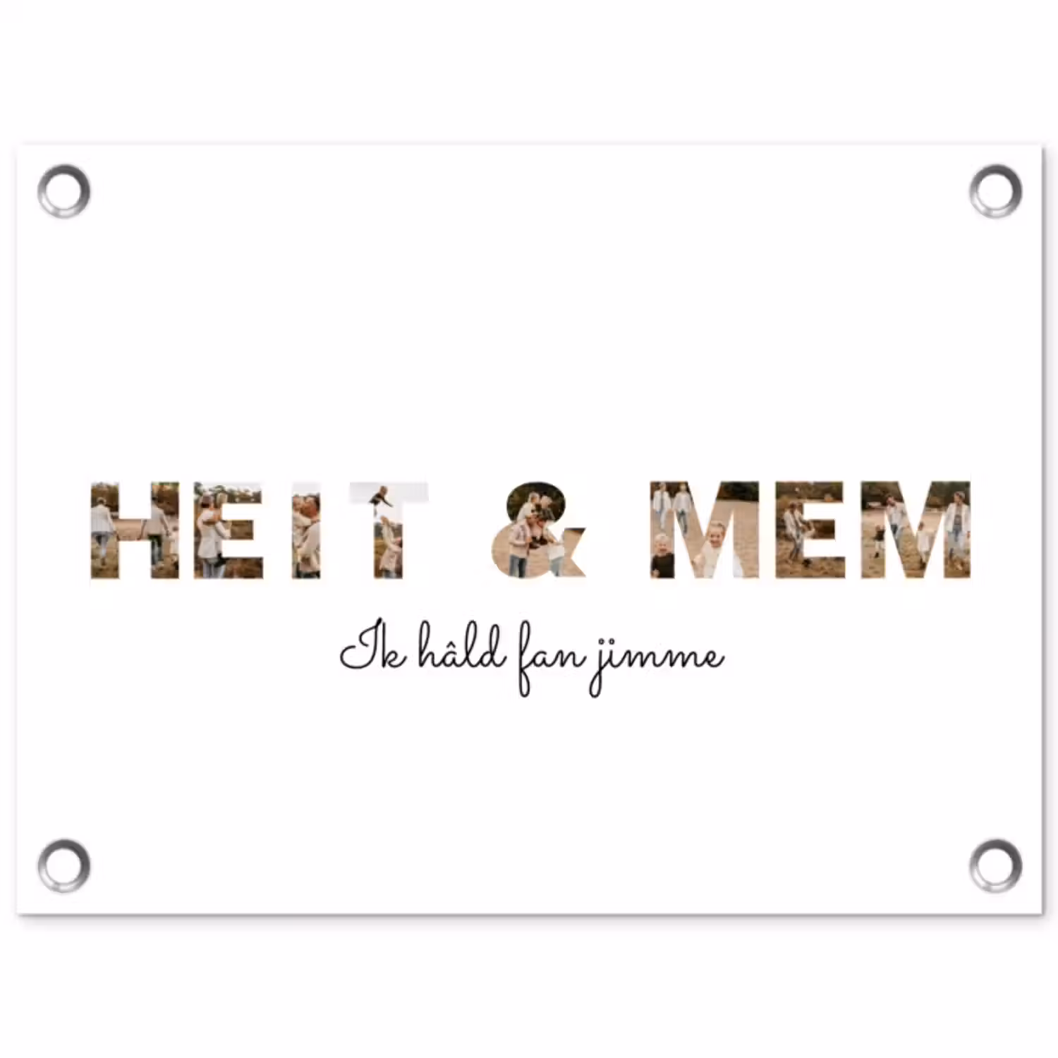 Gepersonaliseerde tuinposter - Heit & Mem - Lettercollage