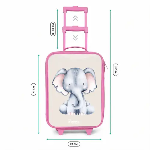 Olifant tekening tegen een beige achtergrond Kinderkoffer - Roze klein -productfoto_formaten