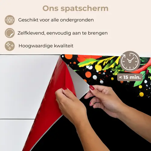 Citroenen - Peper - Kruiden - Graffiti - Verf - Abstract keuken achterwand spatscherm klein -spatscherm_NL