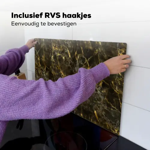 Zwart - Marmer - Goud Inductie beschemer met haakjes klein 777 -ky-ophangen-nl