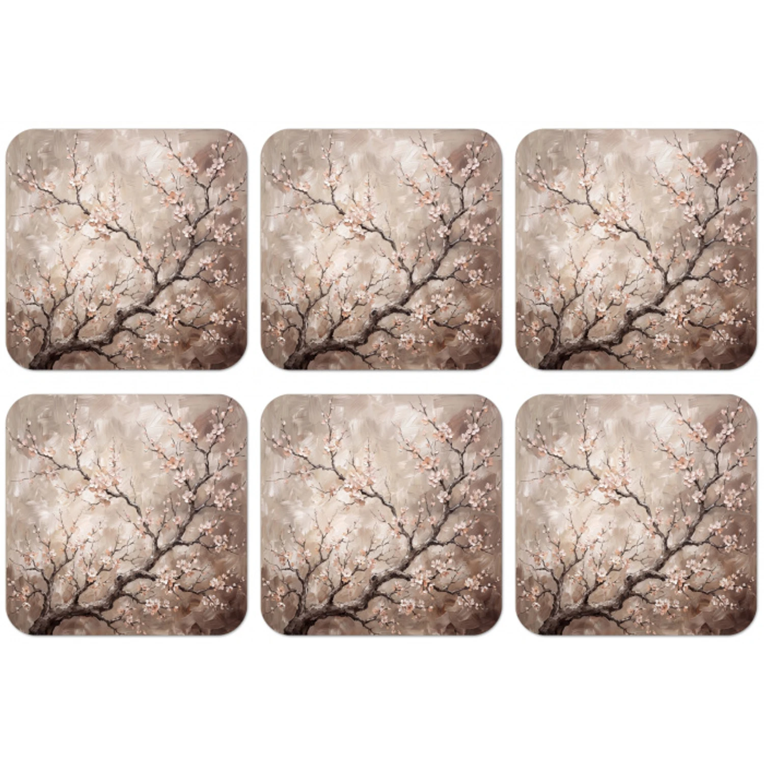 Bloesem - Takken - Schilderij - Beige - Serene onderzetter kurk middel -zkaufland3dotto