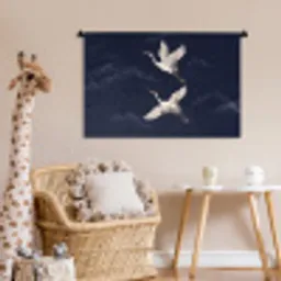 Kraanvogels - Nachthemel - Blauw Wandkleed katoen middel -wsfeer5_kind