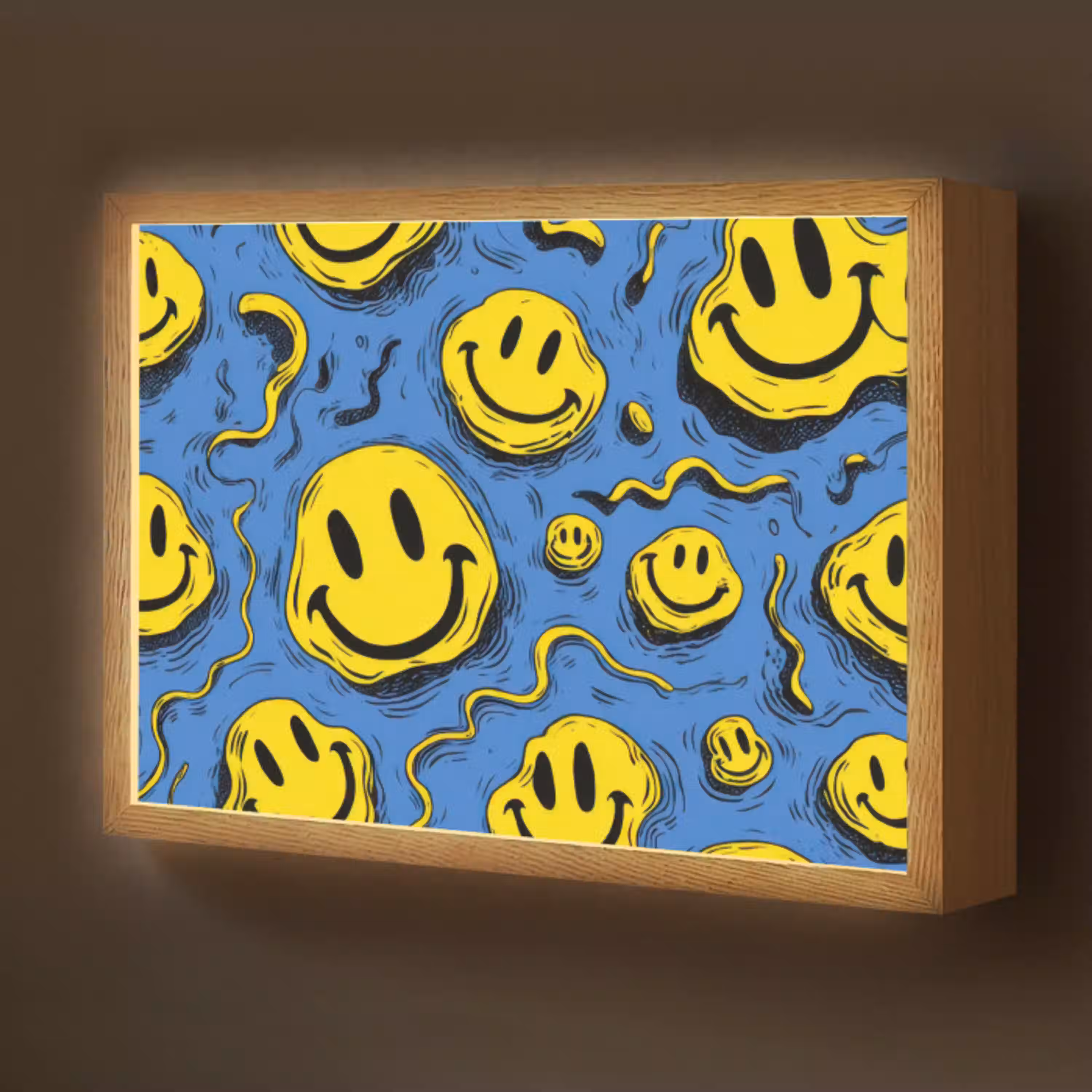 Smileys - Geel - Blauw Light Box met batterij (Wandlamp kind) middel -z3d_website