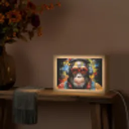 Chimpansee - Aap - dieren - Graffiti - Bril - Koptelefoon - Kleuren Light Box met kabel (Tafellamp) klein -sfeer4