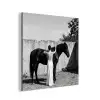 Vrouw - Paard - Artistiek aluminium wit klein -3d