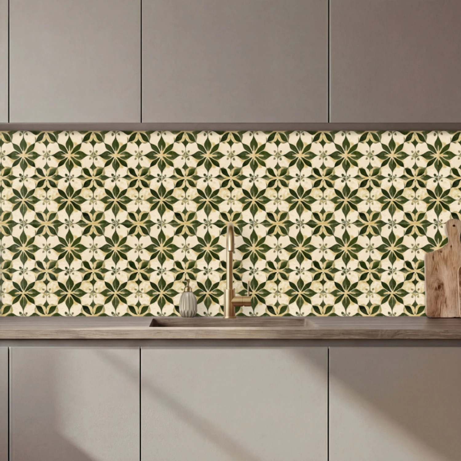 Tegel - Dessin - Groen keuken achterwand 2 middel 871 zz_3dshopping