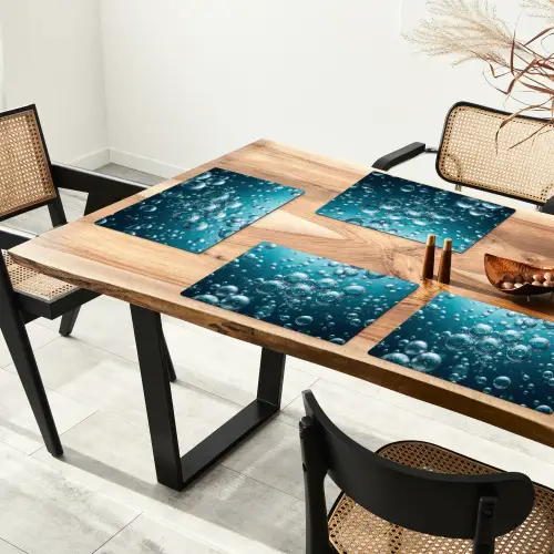 Luchtbellen - Dynamisch - Blauw Placemat vinyl groot -zzsfeer4_Kitchenyeah-website