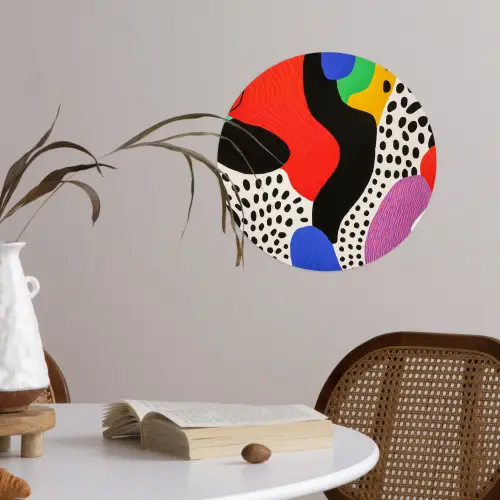 Abstract - Vormen - Kleuren - Stippen Wandcirkel behangsticker klein -sfeer3