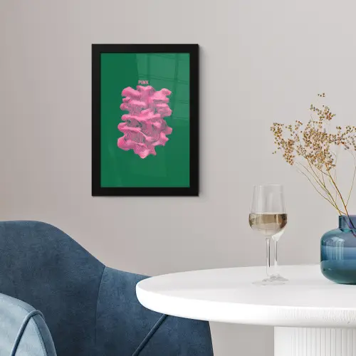 Abstract - Pink - Lijnen - Groen fotolijst zwart zonder passe partout klein -sfeer4