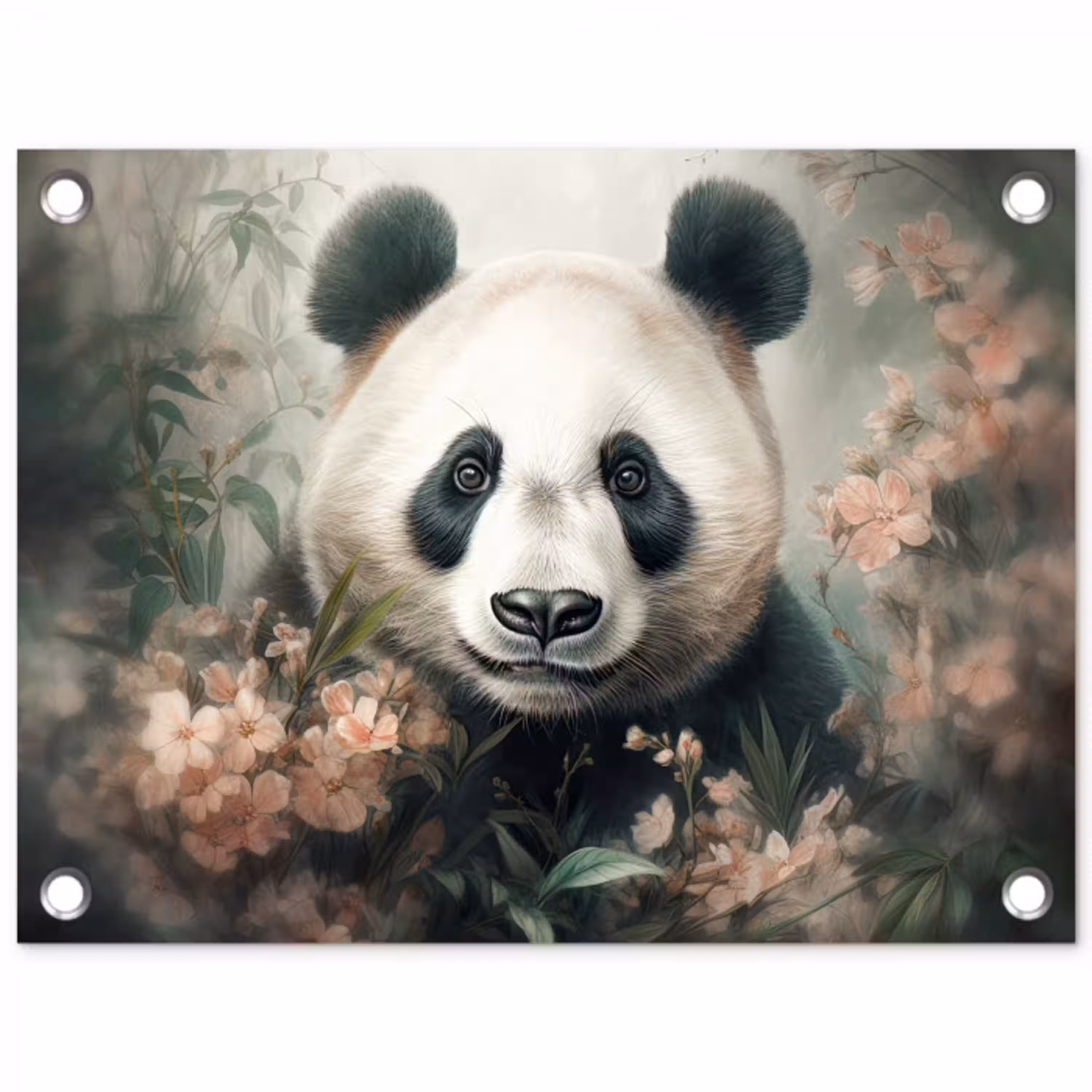 Panda - Dieren - Bloemen - Planten tuinposter los doek klein -3d