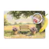 Houten bankje - Bloempotten - Landschap Placemat vinyl groot -zzzproduct_Kitchenyeah-website