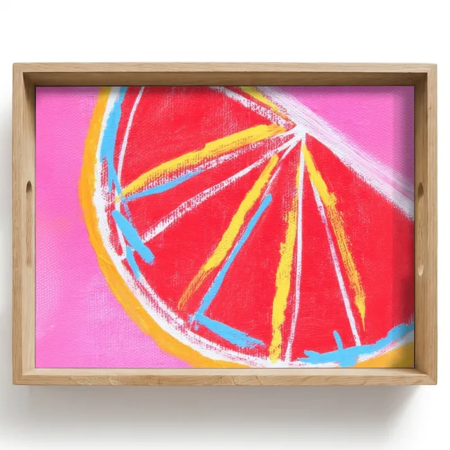 Tablett - Grapefruit - Gemalt - Rosa - Streifen