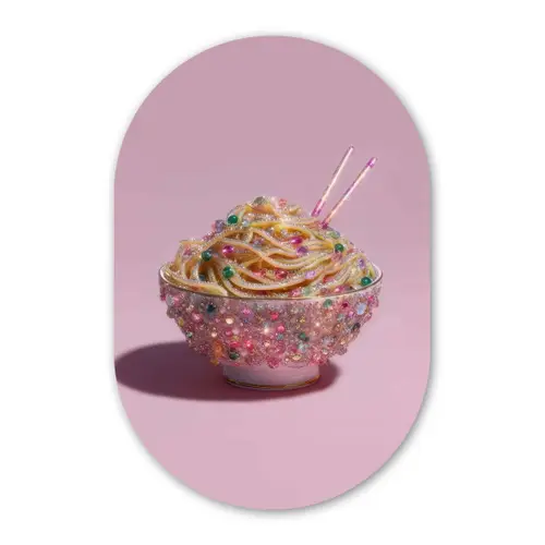 Noodles - Edelstenen - Stokjes - Roze Wandcirkel Ovaal Forex klein -3d