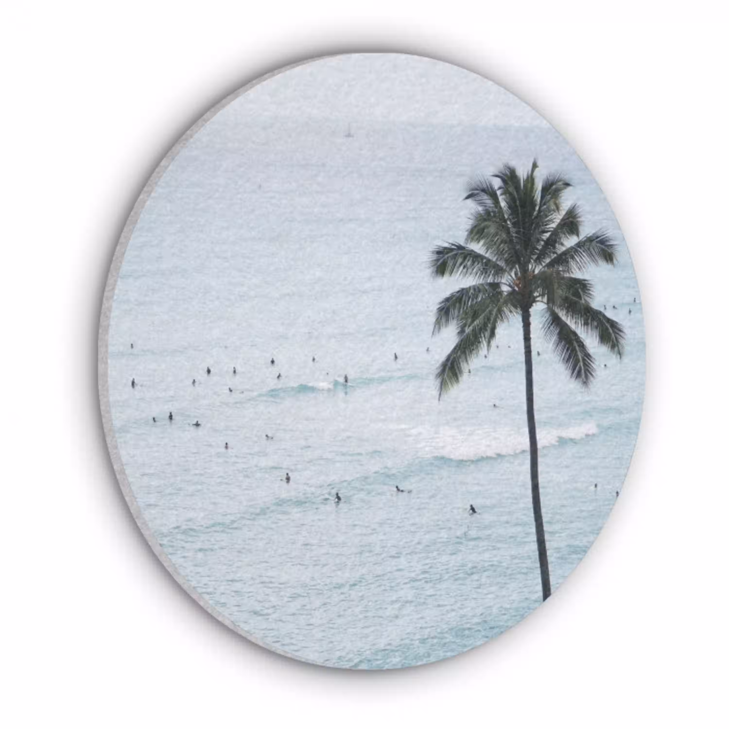 Oceaan - Palmbomen - Surfers Akoestische PET Vilt - Rond klein -3d