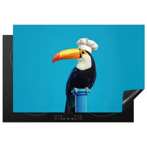 Tucan - Sokkel - Vogel - Koksmuts Inductie beschermer vinyl 3mm klein -3d