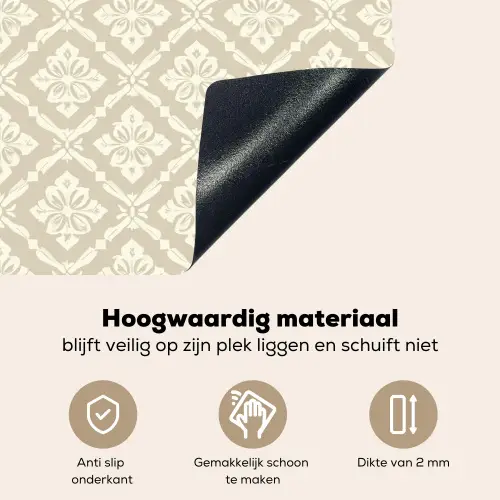 Floraal - Ornament - Beige Inductie beschemer met haakjes klein 777 -ky-onderkant-nl