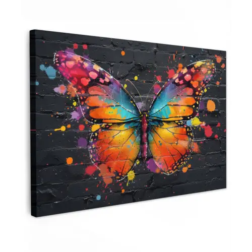 Vlinder van Kleuren Tuinposter op houten frame 2 cm dik klein -3d