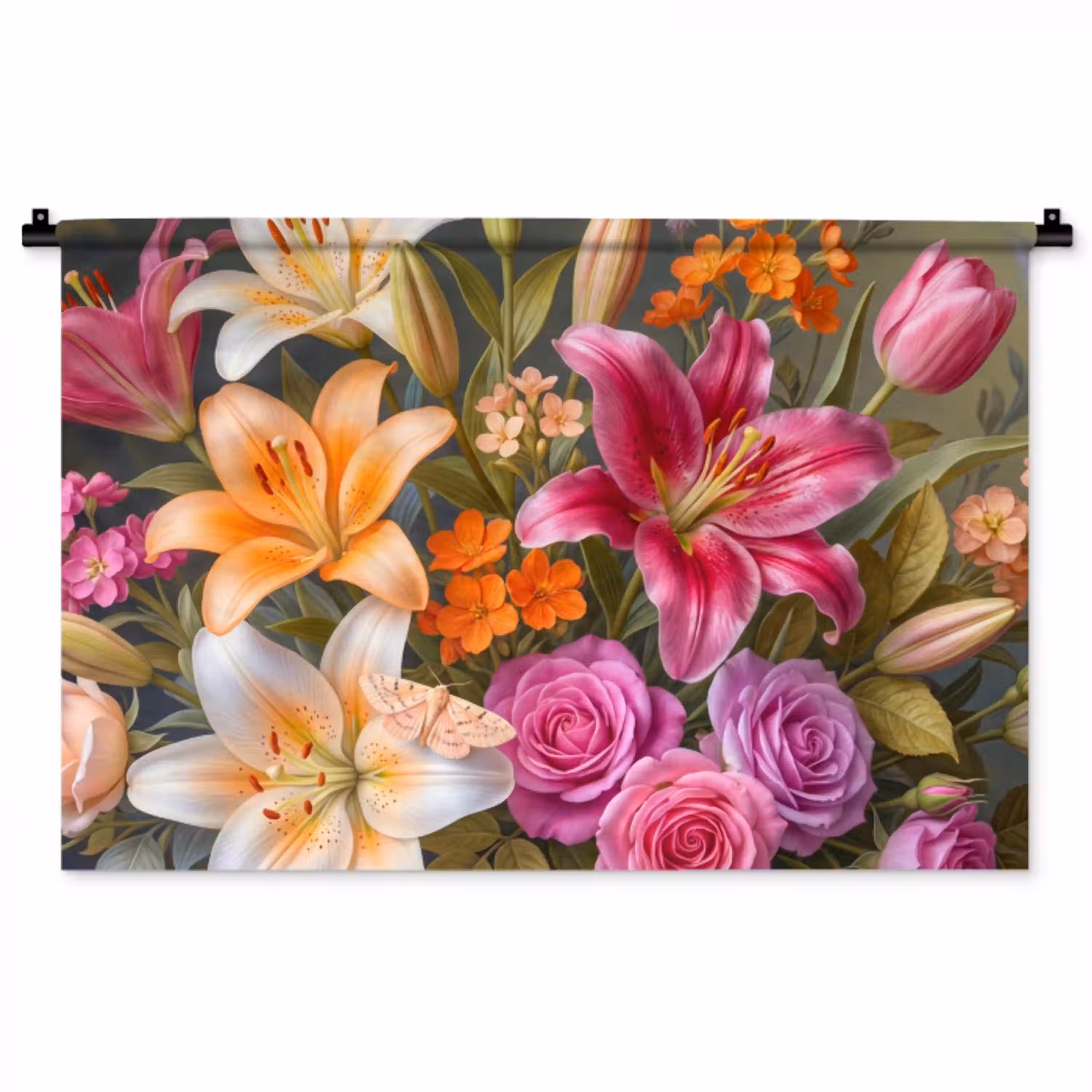 Bloemen - Boeket - Natuur - Kleurrijk - Modern Wandkleed katoen middel -zz3d