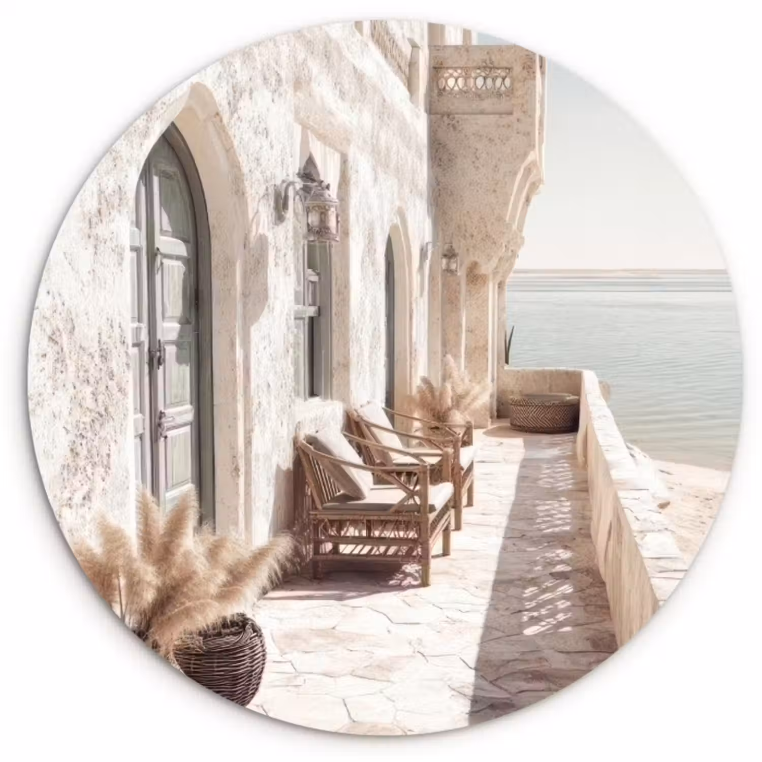 Muurcirkel - Terras - Stoelen - Strand - Beige
