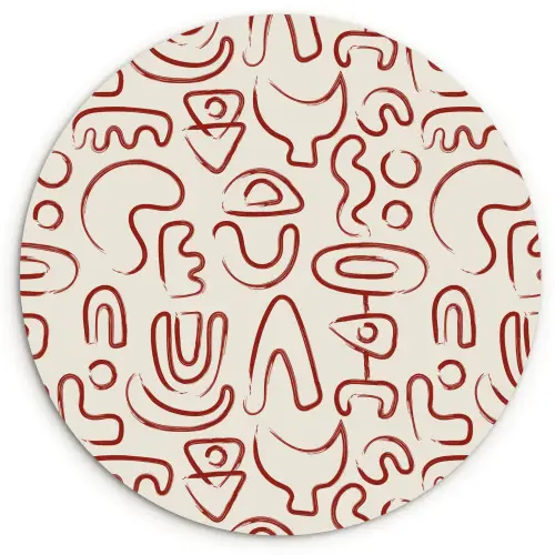 Beige - Vormen - Rood - Patroon Wandcirkel plexiglas klein 852 -3d