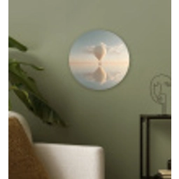 Luchtballon - Wolken - Water - Blauw Wandcirkel kunststof plaat 5mm dik klein -sfeer3
