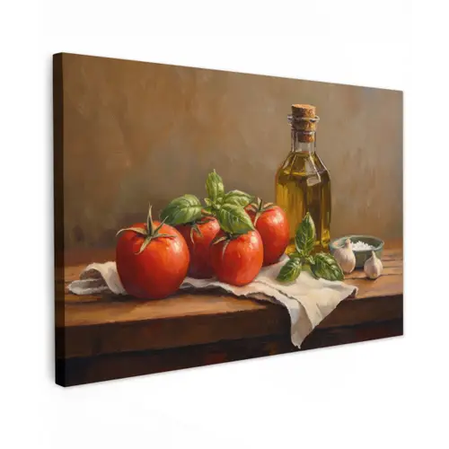 Tomaten - Olijfolie - Stilleven canvas 2cm klein -z3d