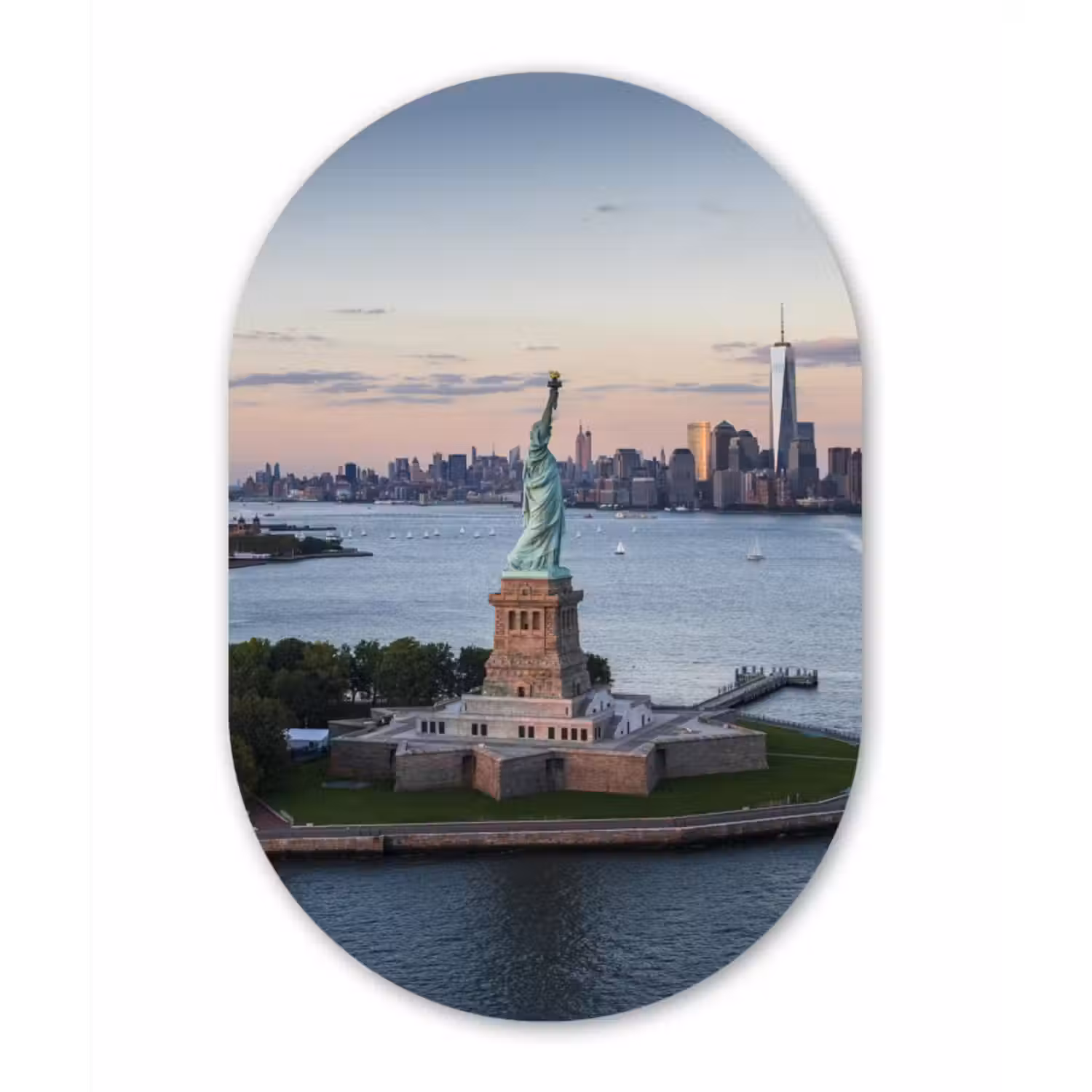Muurovaal - New York - Vrijheidsbeeld - Skyline