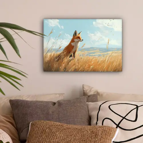 Vos - Gras - Wolken - Oranje canvas 2cm klein -sfeer1