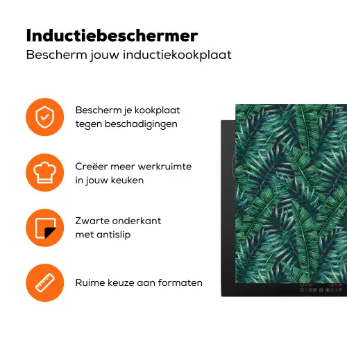 Palmbladeren - Blauw - Tint - Zwart Inductie beschermer vinyl 3mm klein 276 -zzzzzzz-td-ups