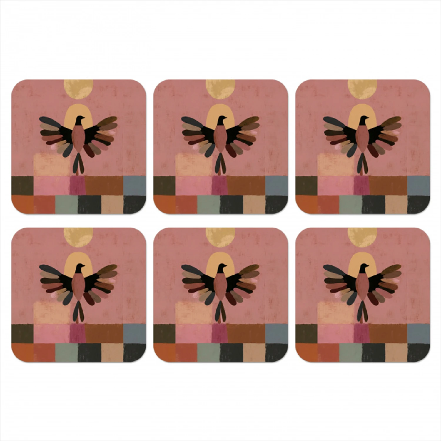 Illustratie - Vogel - Vlakken - Kleurrijk onderzetter kurk middel -3d