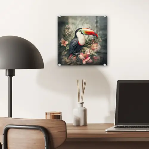 Toekan - Vogels - Bloemen - Planten - Tropisch plexiglas 5mm klein -sfeer6