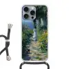 Kat - Vrouw - Bloemen - Huis Hoesje iPhone 16 Pro Max met koord klein -3d