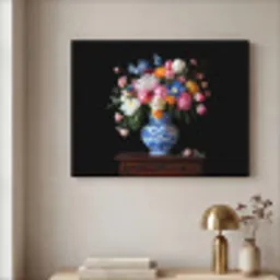 Rozen - Bloemen - Vaas - Boeket Textielframe zwart klein -sfeer2