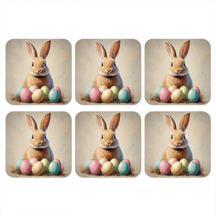 Paashaas - Pastel - Eieren onderzetter kurk middel -3d
