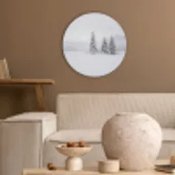 Fijnsparren - Sneeuw - Winter - Landschap - Stilte Akoestische PET Vilt - Rond klein -sfeer1