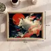 Witte vos - wolken - maan Dienblad Rechthoek middel -USP_Formaat