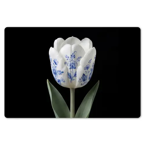 Tulp - Patroon - Blauw Placemat vinyl groot -zzsfeer1_Kitchenyeah-website