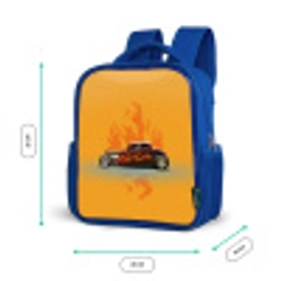 Bruine auto met gele vlammen Kinderrugzak - Blauw middel -productfoto_formaten