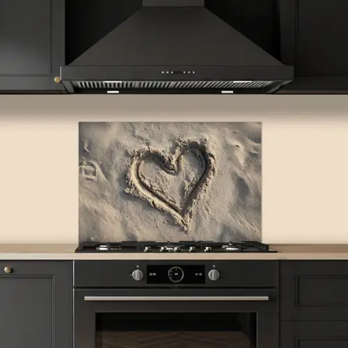 Hartvorm - Getekend - Beige - Zand keuken achterwand spatscherm klein -sfeer1