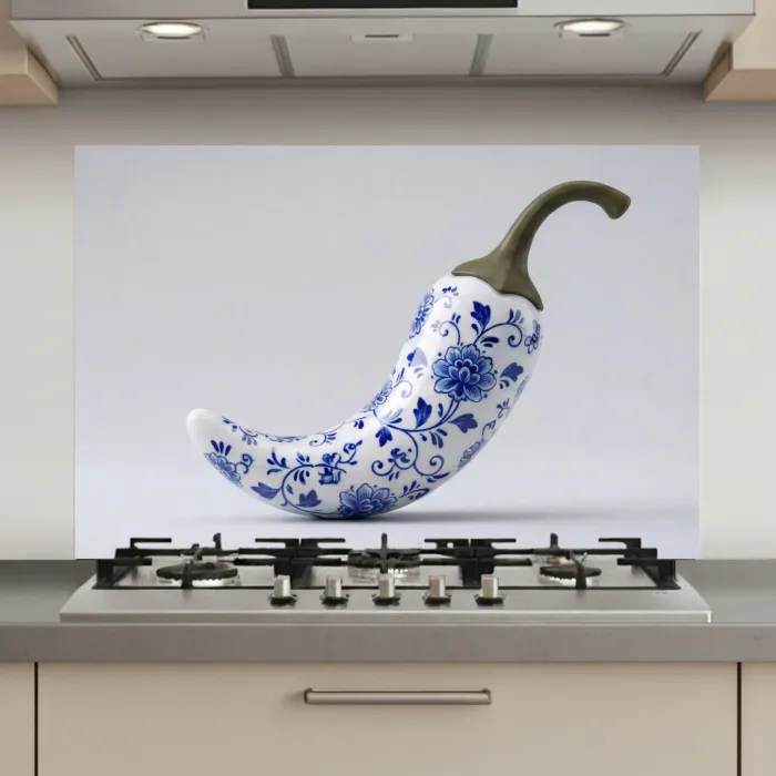 Chilipeper - Keramiek - Blauw keuken achterwand spatscherm klein -3d_website