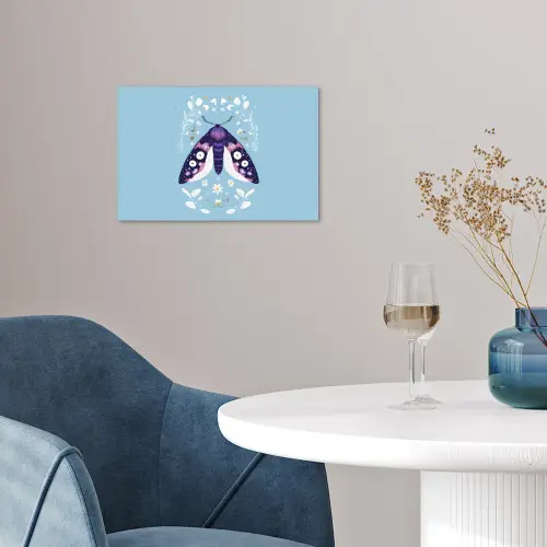 Bladeren - Wit - Vlinder - Insect poster papier klein -sfeer3