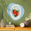 Aardbeien - Lijst - Rood - Geruit Wandcirkel Organisch Plexiglas middel -sfeer2