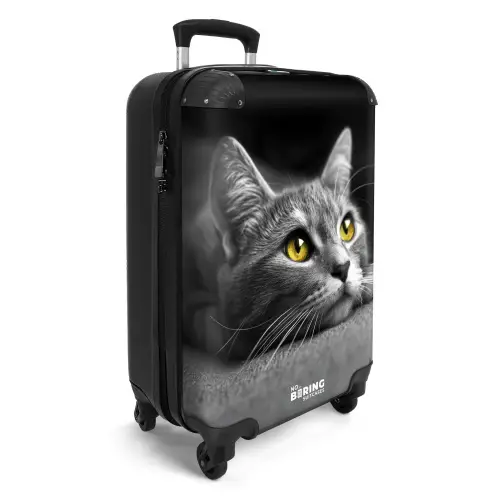 Zwart witte kat met gele ogen NBS - Handbagage koffer - Kinderen Unisex middel -productfoto_3d