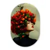 Vrouw - Appels - Rood - Bladeren Wandcirkel Ovaal Glas middel -3d