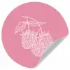 Frambozen - Steel - Getekend - Roze Wandcirkel behangsticker klein -3d