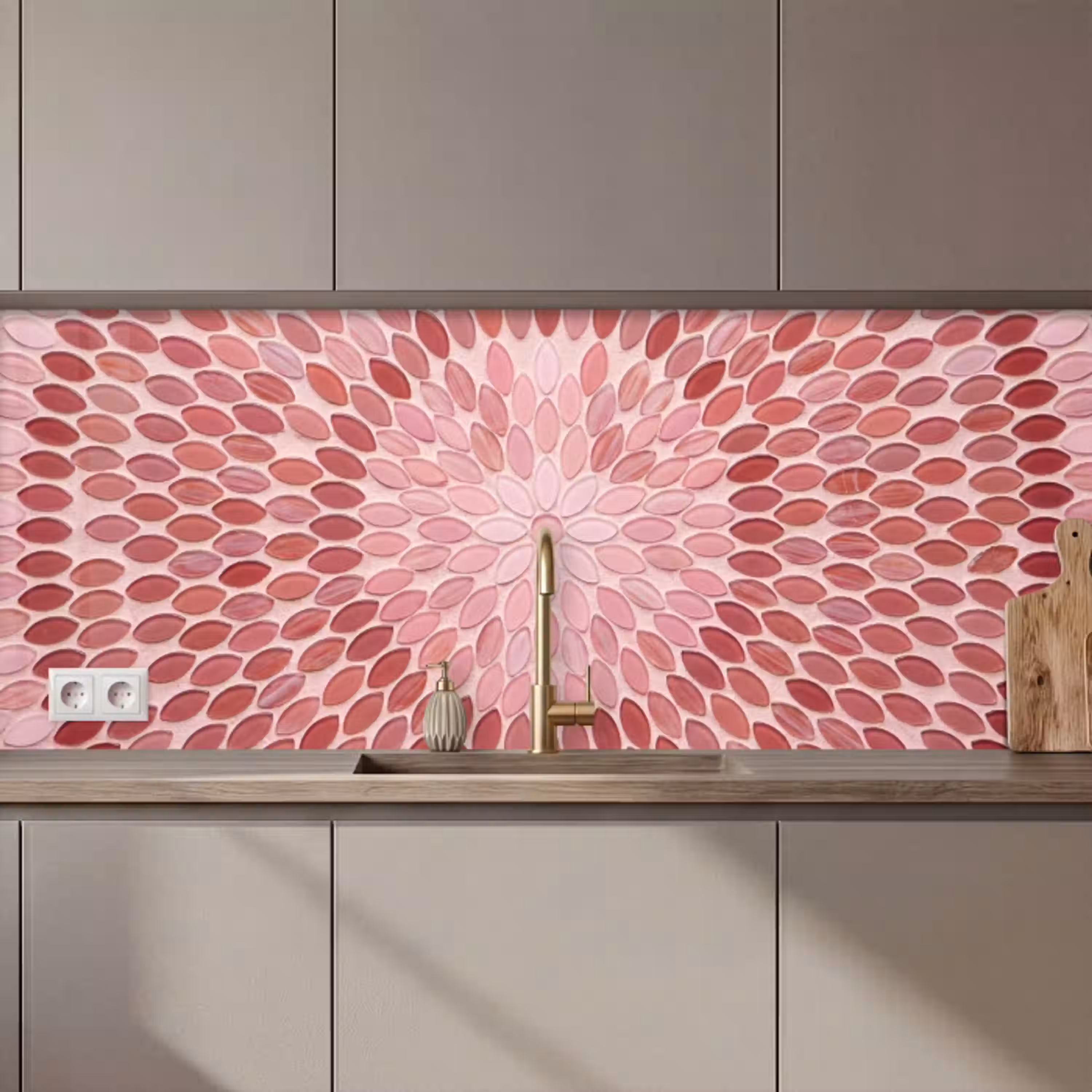 Patroon - Mozaïek - Ovaal - Abstract - Roze keuken achterwand 2 middel zz_3dshopping